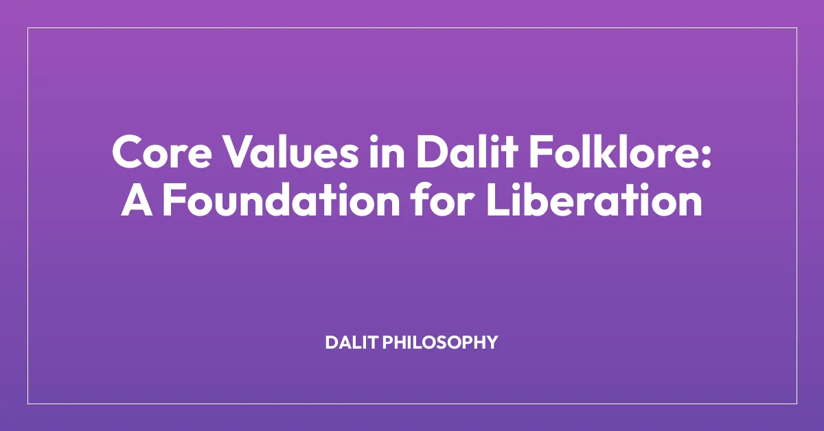 Core Values in Dalit Folklore: A Foundation for Liberation