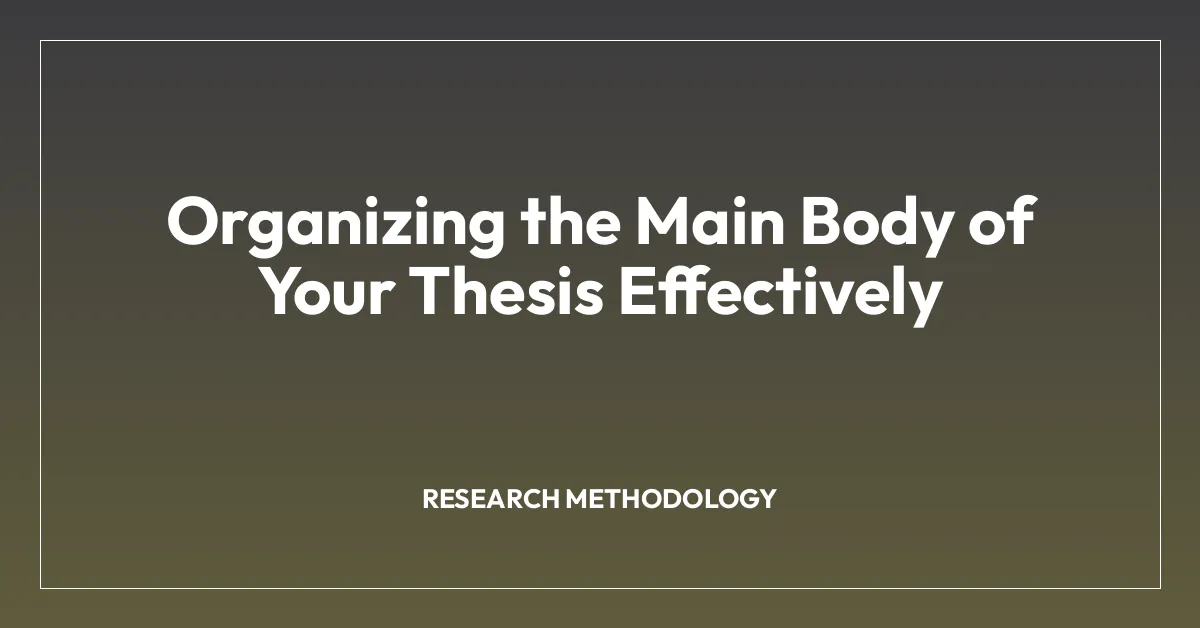 Organizing the Main Body of Your Thesis Effectively